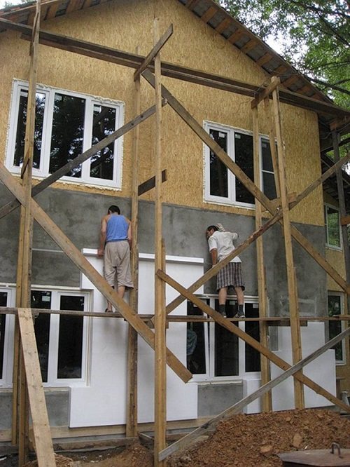 штукатурка на щитовом доме